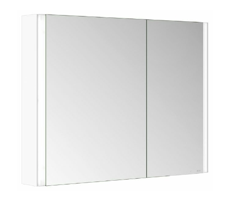 Зеркальный шкаф с подсветкой для настенного монтажа KEUCO Somaris 14503 512200 127 мм х 1000 мм х 710 мм, с 2 поворотными ассиметричными дверцами, цвет корпуса Белый матовый