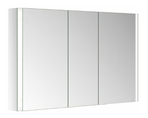 Зеркальный шкаф с подсветкой для настенного монтажа KEUCO Somaris 14504 003100 127 мм х 1200 мм х 710 мм, с 3 поворотными дверцами, цвет корпуса Зеркальный