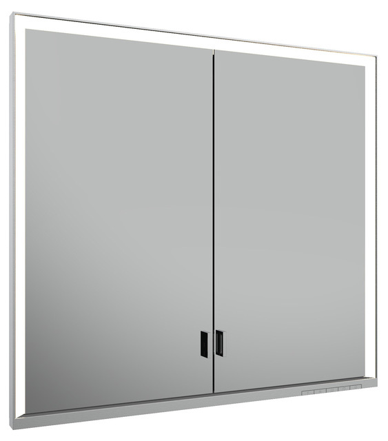 Зеркальный шкаф с подсветкой для встраиваемого монтажа KEUCO Royal Lumos 14312 172301 165х800х735 мм, 2 дверцы, цвет Алюминий серебристый анодированный