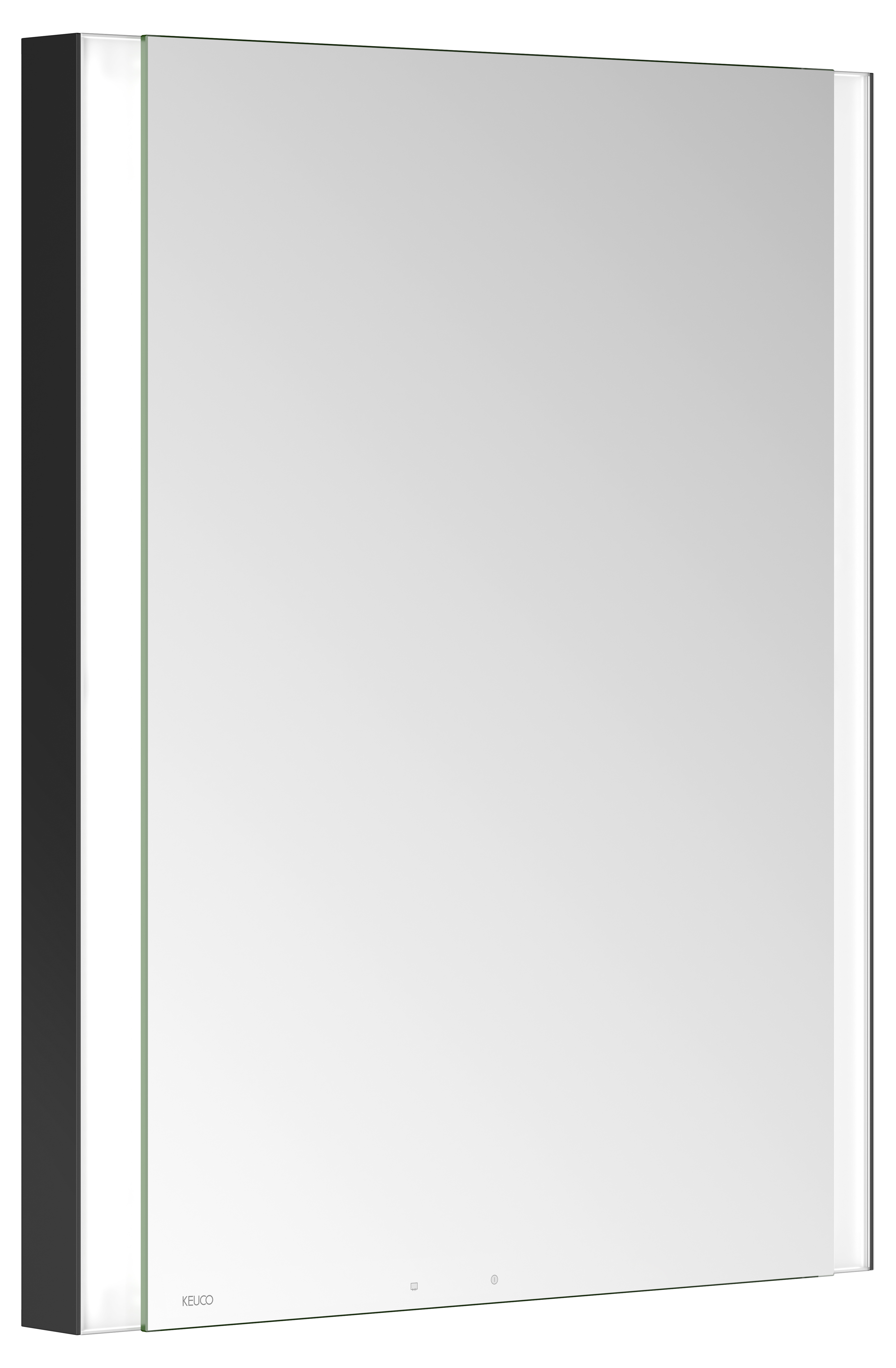 Левый зеркальный шкаф с подсветкой и подогревом для встраиваемого монтажа KEUCO Somaris 14511 371201 115 мм х 600 мм х 710 мм, с 1 поворотной дверцей, цвет корпуса Чёрный матовый