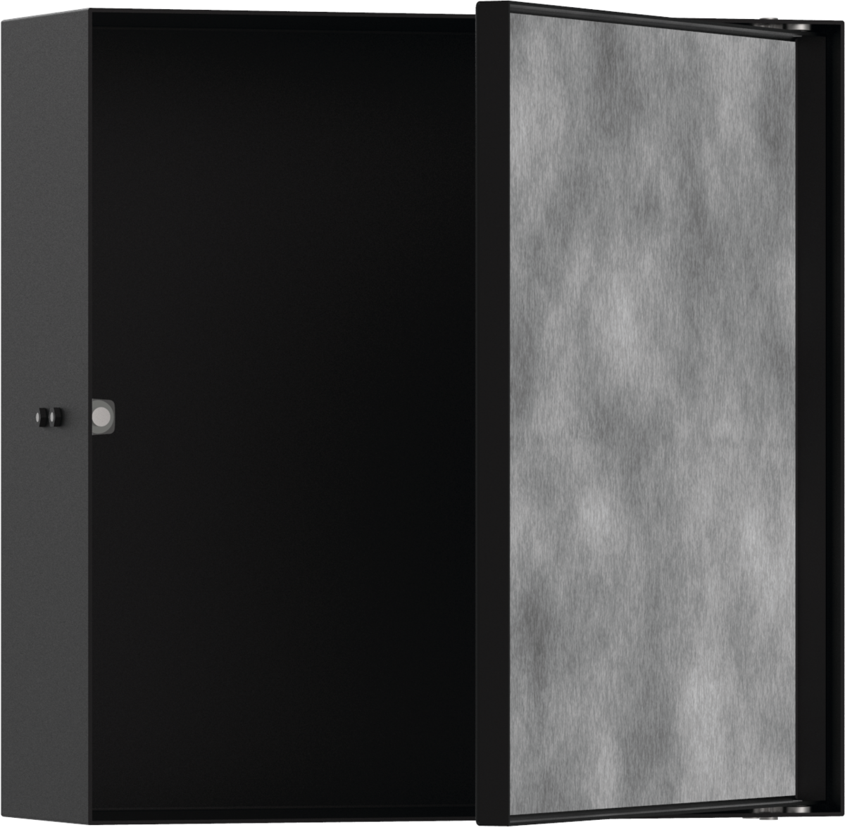 Настенный короб HANSGROHE XtraStoris Rock 56085670 с открытой рамой 300 мм х 300 мм х 100 мм, с дверью для облицовки плиткой, матовый чёрный