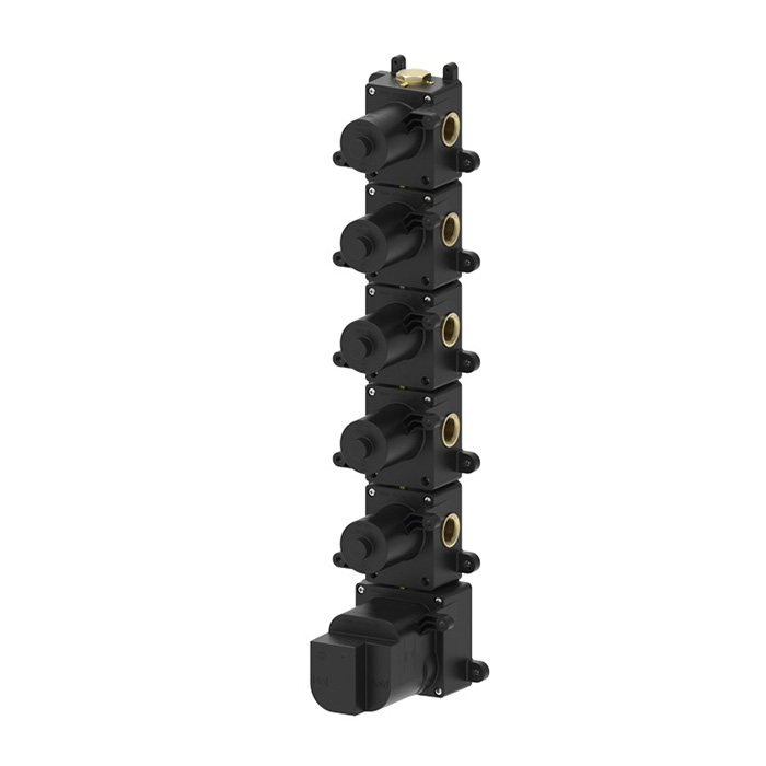 Встраиваемая часть термостатического смесителя ALMAR High Flow E176005 с 5 запорными вентилями, цвет Чёрный