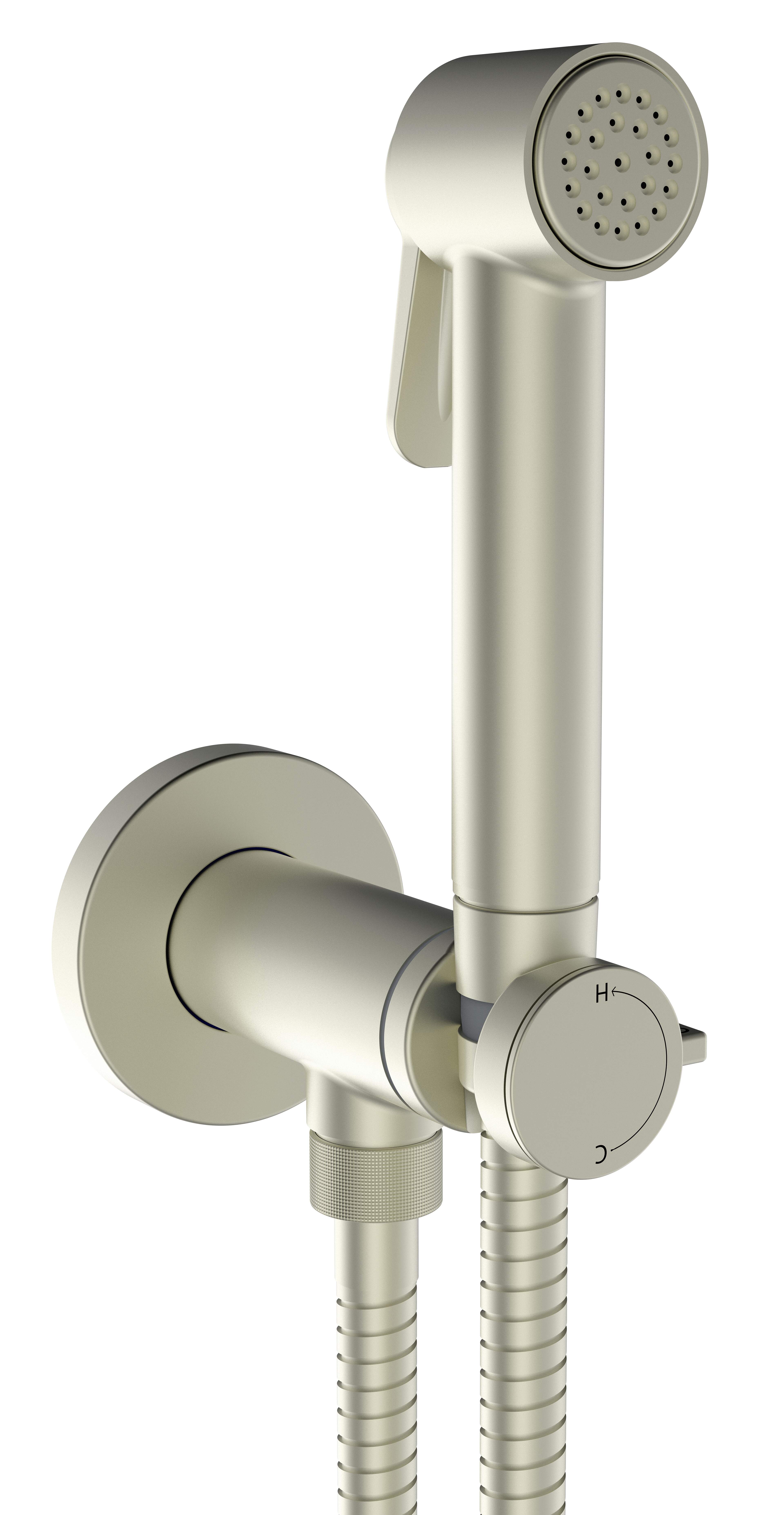 Гигиенический душ со смесителем Bossini Paloma Brass E37005B.094 Шлифованный никель (комплект)