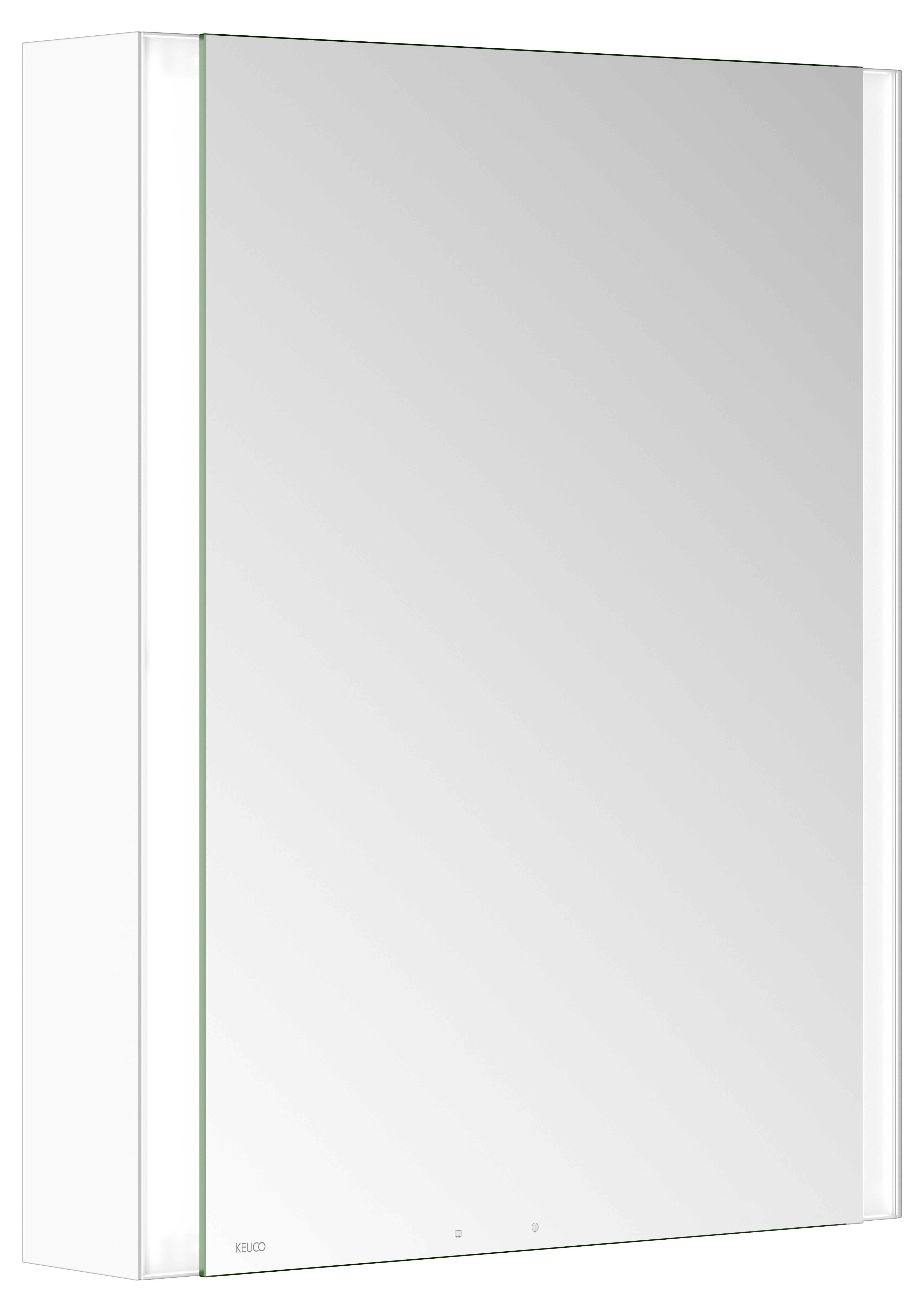 Левый зеркальный шкаф с подсветкой и подогревом для настенного монтажа KEUCO Somaris 14501 511201 127 мм х 600 мм х 710 мм, с 1 поворотной дверцей, цвет корпуса Белый матовый