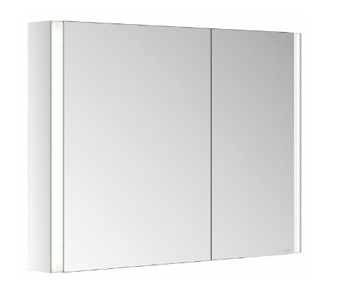 Зеркальный шкаф с подсветкой для настенного монтажа KEUCO Somaris 14503 002200 127 мм х 1000 мм х 710 мм, с 2 поворотными ассиметричными дверцами, цвет корпуса Зеркальный