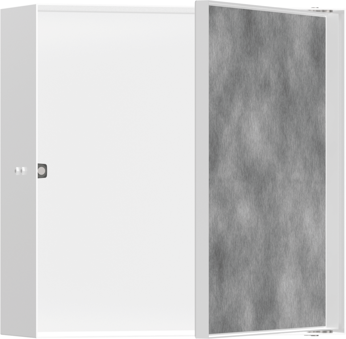 Настенный короб HANSGROHE XtraStoris Rock 56085700 с открытой рамой 300 мм х 300 мм х 100 мм, с дверью для облицовки плиткой, матовый белый