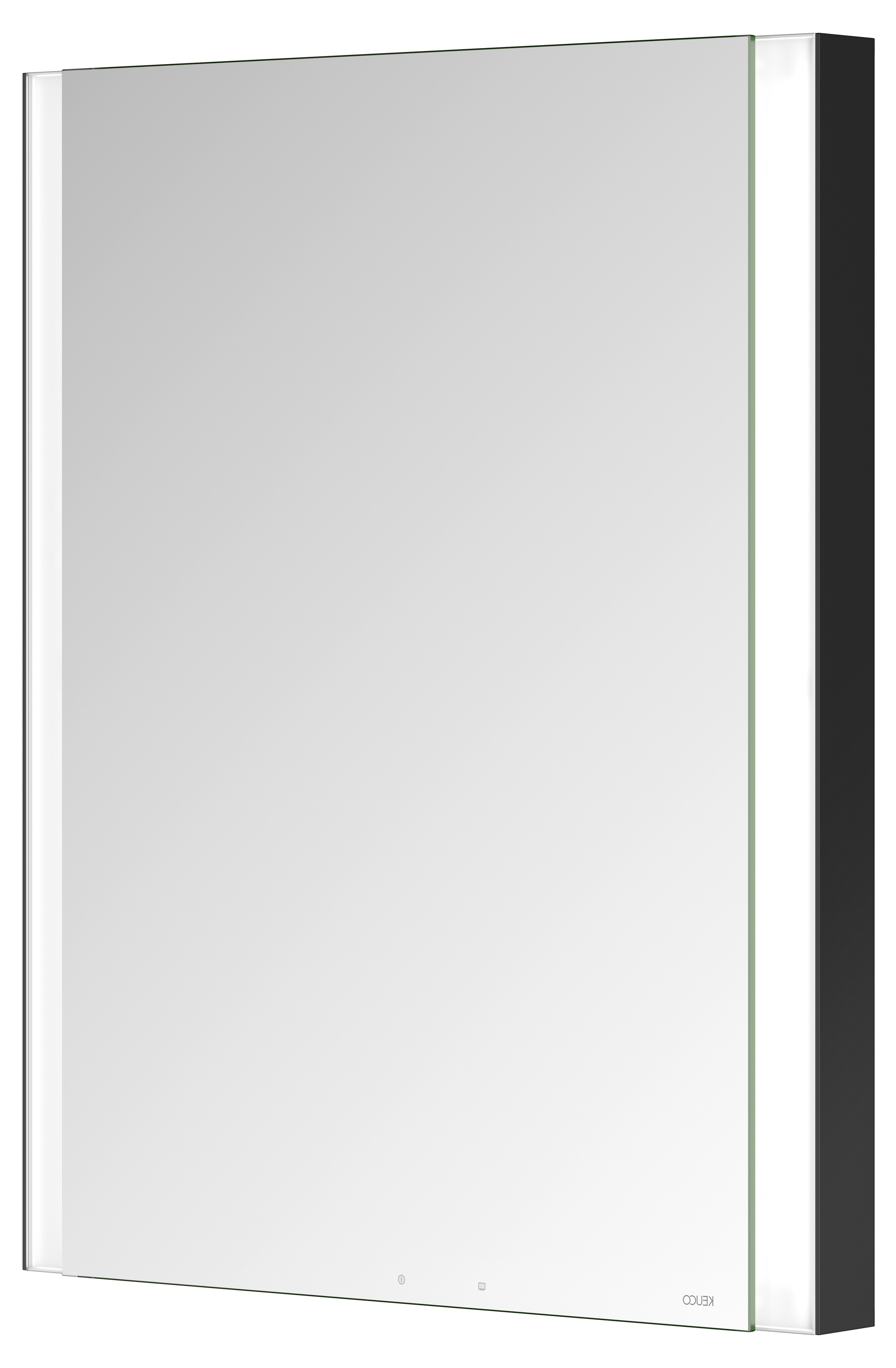 Правый зеркальный шкаф с подсветкой и подогревом для встраиваемого монтажа KEUCO Somaris 14511 371101 115 мм х 600 мм х 710 мм, с 1 поворотной дверцей, цвет корпуса Чёрный матовый