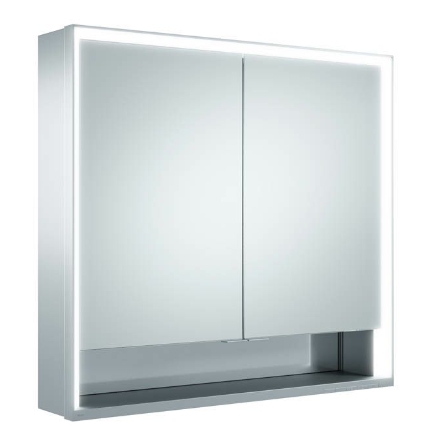 Зеркальный шкаф с подсветкой и подогревом для настенного монтажа KEUCO Royal Lumos 14322 171304 130х800х735 мм, 2 дверцы, цвет Алюминий серебристый анодированный