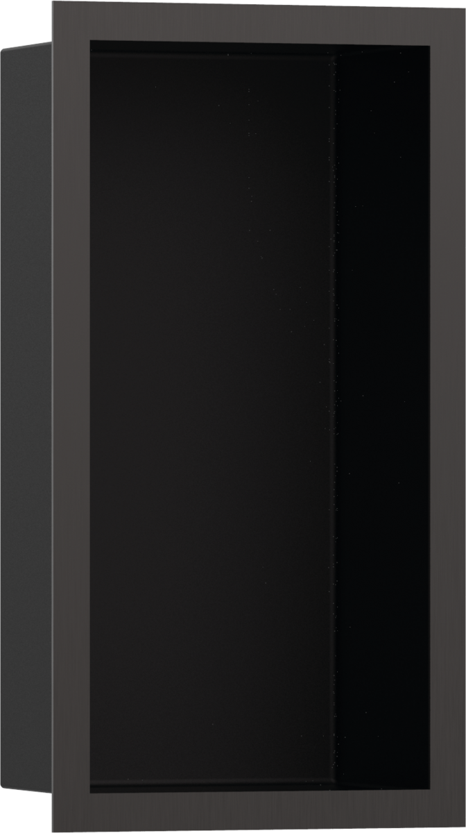 Настенный короб HANSGROHE XtraStoris Individual 56095340 с дизайнерской рамой, 300 мм х 150 мм х 100 мм, матовый чёрный/шлифованный чёрный хром