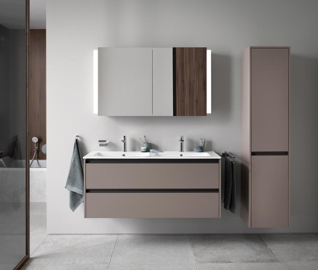 Высокий шкаф с двумя дверцами петли справа DURAVIT KETHO.2 K21329R43430000 360 мм х 400 мм х 1760 мм, базальт матовый