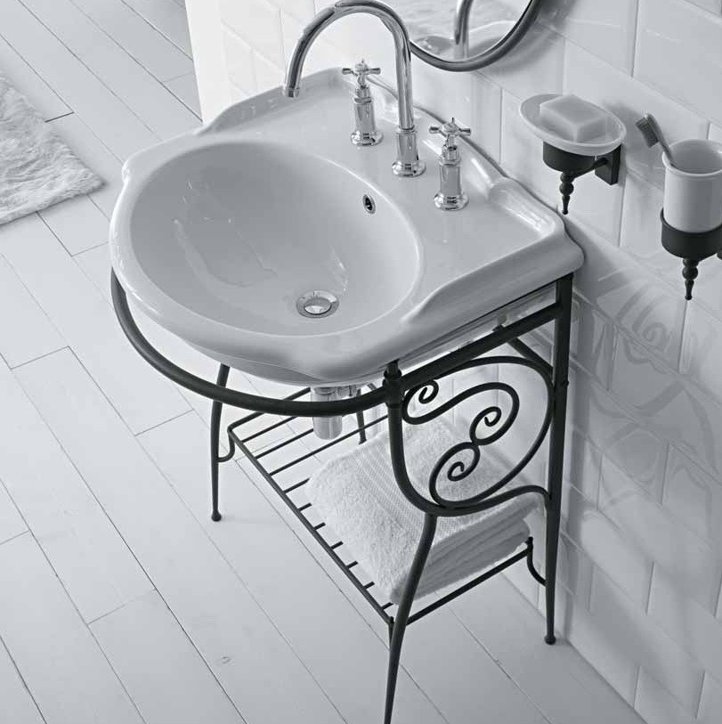 Напольная металлическая консоль для раковины GLOBO PAESTUM PA127 540 мм х 610 мм х 810 мм, состаренный металл