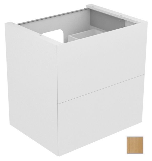 Тумба подвесная под раковину KEUCO EDITION 11 31342 890100 с двумя выдвижными фронтами, с внутренней светодиодной подсветкой, корпус/фасад шпон, светлый дуб