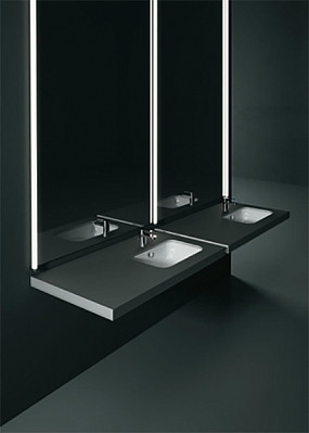 Раковина встраиваемая снизу GSI PURA 724711 500 мм х 350 мм, без отверстия для смесителя, с переливом, белый глянцевый