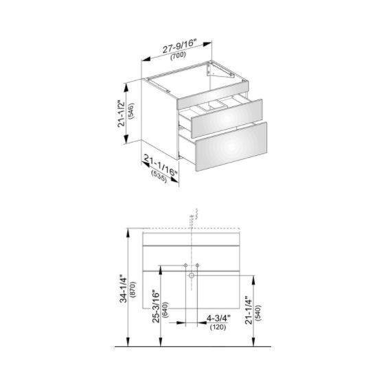 Тумба подвесная под раковину KEUCO EDITION 11 31541 380000 с двумя фронтальными выдвижными ящиками, корпус/фасад структурный лак, белая