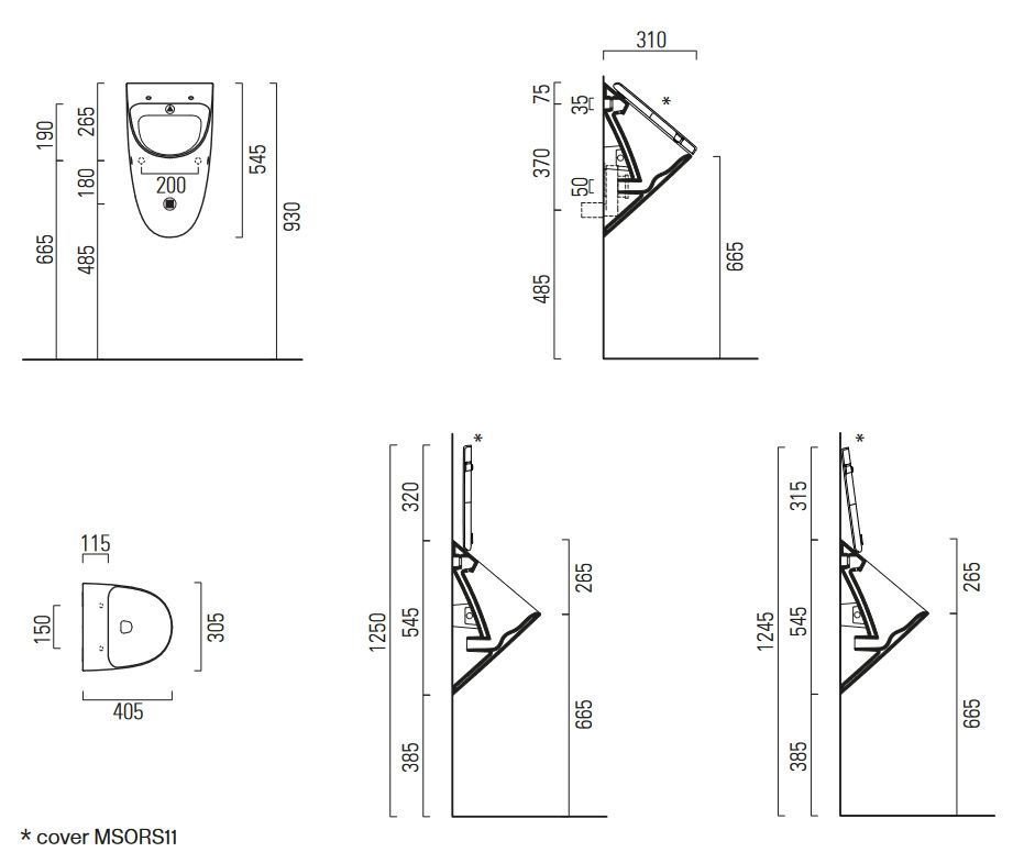 Писсуар безободковый GSI COMMUNITY 769617 для крышки MSORS09, для крепежа FISRO, цвет Cenere Matte