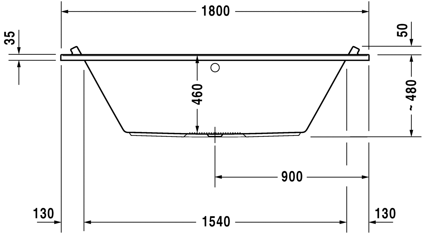 Акриловая ванна Duravit Starck 700338000000000 1800 х 800 c двумя наклонами для спины, встраиваемая версия или версия с панелями, белая