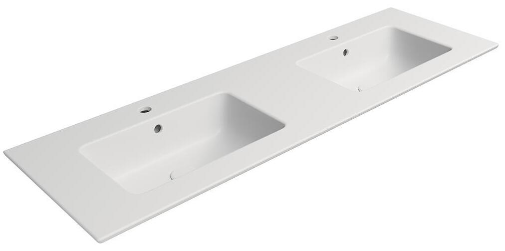 Раковина накладная/подвесная GSI PURA 8889109 1420 мм × 460 мм, с отверстием под смеситель, с переливом, без крепежа, цвет Белый матовый