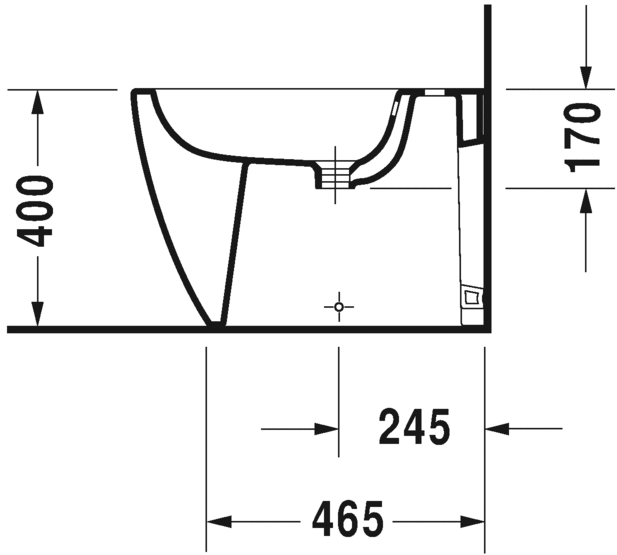 Напольное биде Duravit ME by Starck 22891000001 с переливом, с креплением Durafix, пристенный вариант, c покрытием WonderGliss, бело