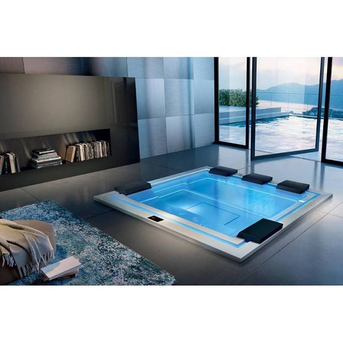 Бассейн с гидромассажем GRUPPO TREESSE ZEN PRO V202HXBNB22000SI 2350 мм х 2800 мм х 850 мм, с фильтрацией, хромотерапией и дезинфекцией, белый