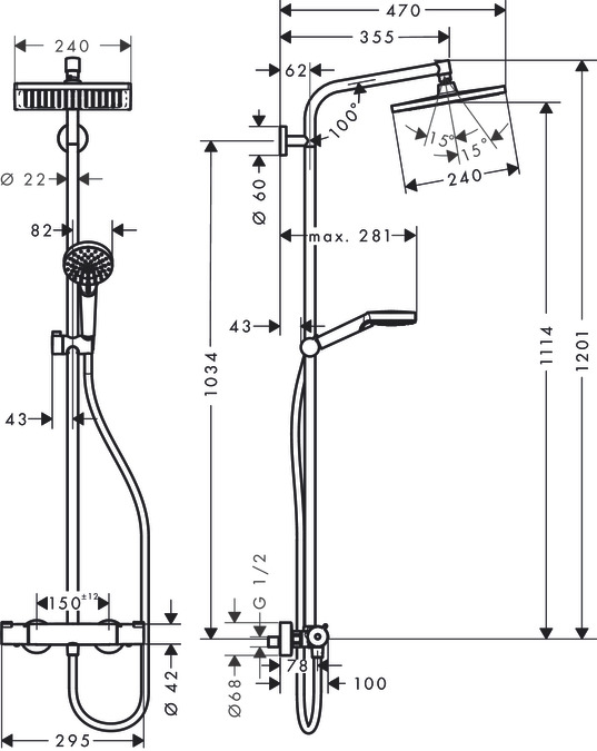 Душевая система Hansgrohe Crometta E 240 1jet 27281000 Хром