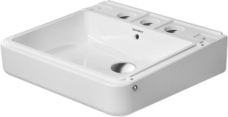 Раковина встраиваемая снизу Duravit DuraStyle 26315200301 с тремя отверстиями под смеситель, с переливом, с покрытием WonderGliss,  белая