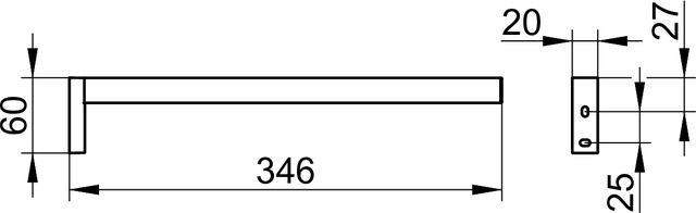 Полотенцедержатель одинарный неповоротный KEUCO EDITION 90 Square 19122 010000 346 мм, хром