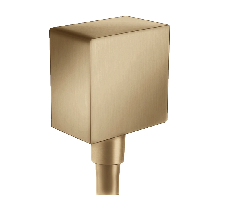 Шланговое подсоединение квадратное HANSGROHE FixFit Square 26455140 с клапаном обратного тока, цвет Шлифованная бронза