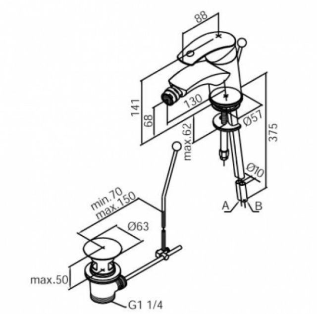 РАСПРОДАЖА Cмеситель для биде Damixa Gala 70.731.000 Хром