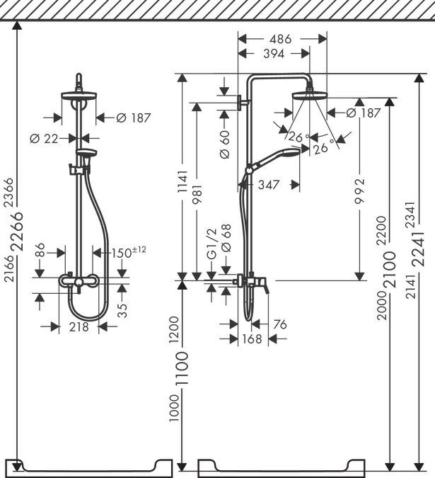 Душевая система Hansgrohe Croma Select S 180 2jet 27255400 с однорычажным смесителем белый/хром