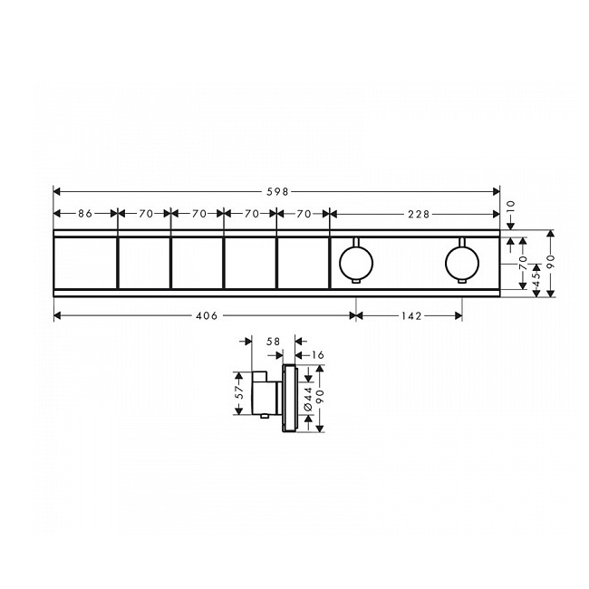 Термостат для душа HANSGROHE RainSelect 15382340 на 4 потребителя, Чёрный/Хром