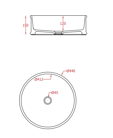 Раковина круглая накладная ARTCERAM ATELIER ATL001 01 00 440 мм х 440 мм, без отверстия под смеситель, без перелива, белый глянцевый