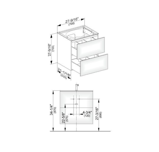 Тумба подвесная под раковину KEUCO EDITION 11 31342 140100 с двумя выдвижными фронтами, с внутренней светодиодной подсветкой, корпус матовый лак/фасад глянцевое стекло, трюфель