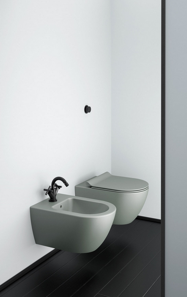 Унитаз подвесной безободковый GSI PURA 8815FR204 550 мм х 360 мм, с Swirlflush, с креплением, Agave Matte