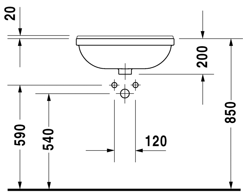 Раковина встраиваемая до половины Duravit Strack 3 0310550000 55х46 см