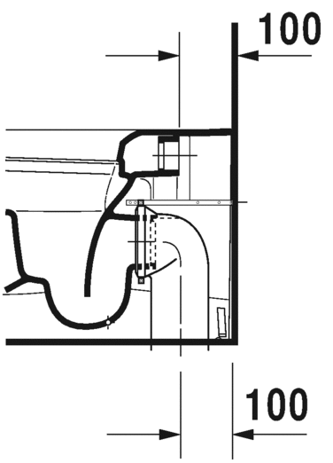 Унитаз напольный приставной Duravit ME by Starck 21690900001 с вертикальным смывом, с покрытием WonderGliss, с креплением, белый