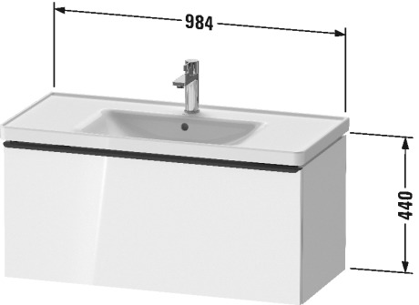 Тумба подвесная под раковину DURAVIT D-Neo DE4970B1818 1400 мм х 550 мм, с одним выдвижным ящиком, белый матовый