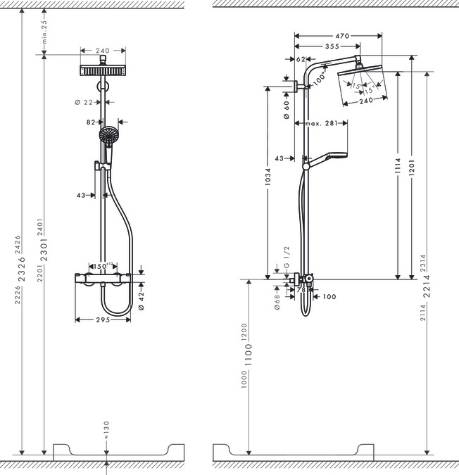 Душевая система Hansgrohe Crometta E 240 1jet 27281000 Хром