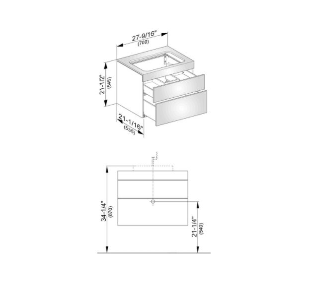 Тумба подвесная под раковину KEUCO EDITION 11 31571 390000 без отверстия под смеситель, с двумя выдвижными фронтами, корпус/фасад структурный лак, антрацит