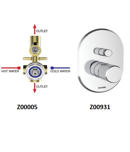 Внешняя часть однорычажного смесителя на 2 потребителя BOSSINI PLY Z00931.030 цвет Хром