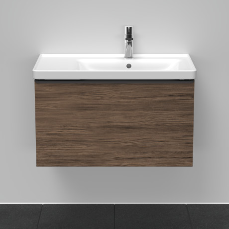 Тумба подвесная под раковину DURAVIT D-Neo DE425502121 784 мм х 452 мм, с одним выдвижным ящиком, орех тёмный