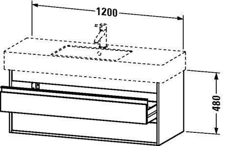 Тумба подвесная под раковину Duravit Ketho KT664204949 с двумя выдвижными ящиками, графит матовый