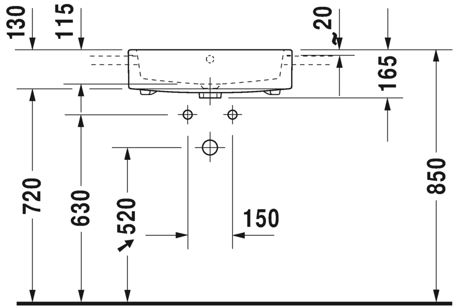 Раковина встраиваемая до половины Duravit Vero Air 0382550000 55х47см