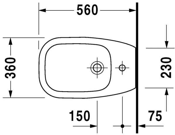 Напольное биде Duravit D-Code 22411000002 с переливом, с креплением, пристенный вариант, белое