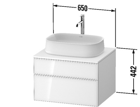 Тумба подвесная с вырезом под раковину DURAVIT ZENCHA ZE4820030830000 550 мм х 650 мм х 442 мм, с 2 выдвижными ящиками, натуральный дуб/серо-коричневый суперматовый