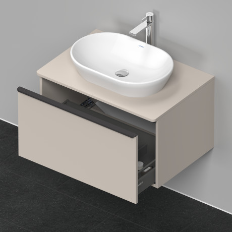 Тумба подвесная под раковину DURAVIT D-Neo DE494709191 800 мм х 550 мм, с консолью, с одним выдвижным ящиком, серо-коричневый матовый