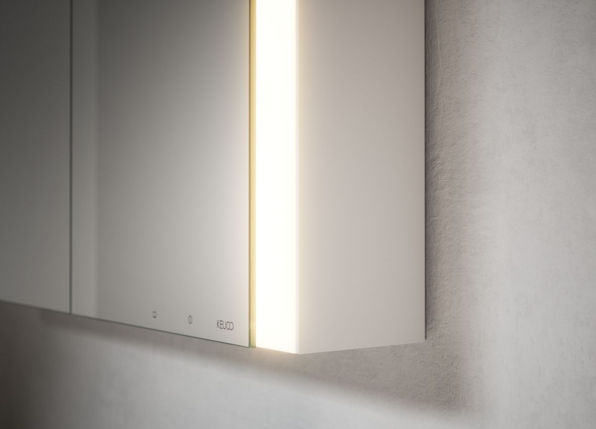 Зеркальный шкаф с подсветкой и подогревом для настенного монтажа KEUCO Somaris 14503 512101 127 мм х 1000 мм х 710 мм, с 2 поворотными дверцами, цвет корпуса Белый матовый