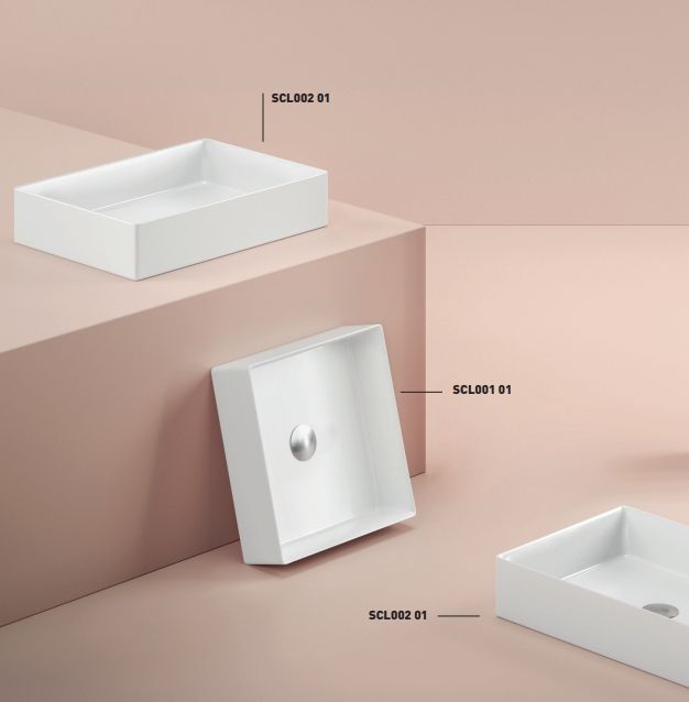 Раковина квадратная накладная ARTCERAM SCALINO SCL001 01 00 380 мм х 380 мм, без отверстия под смеситель, без перелива, белый глянцевый