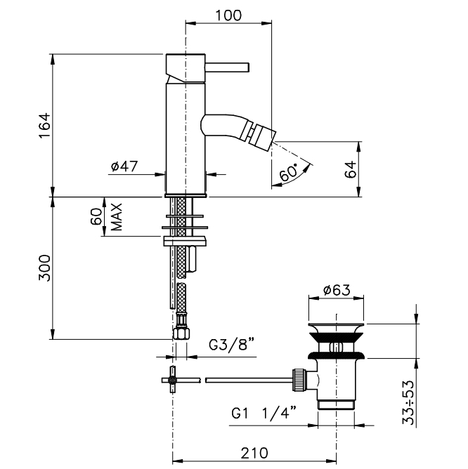 Смеситель для биде однорычажный NICOLAZZI MAC KINLEY 05 3703CR29M Хром
