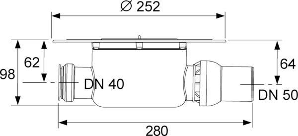 Сифон TeCedrainpoint S 3601500 с универсальным фланцем Seal System, DN 50, красный/чёрный