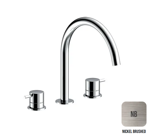 Двухвентильный смеситель для раковины ALMAR WASH BASIN E214004.NB излив 221 мм, цвет Nickel Brushed